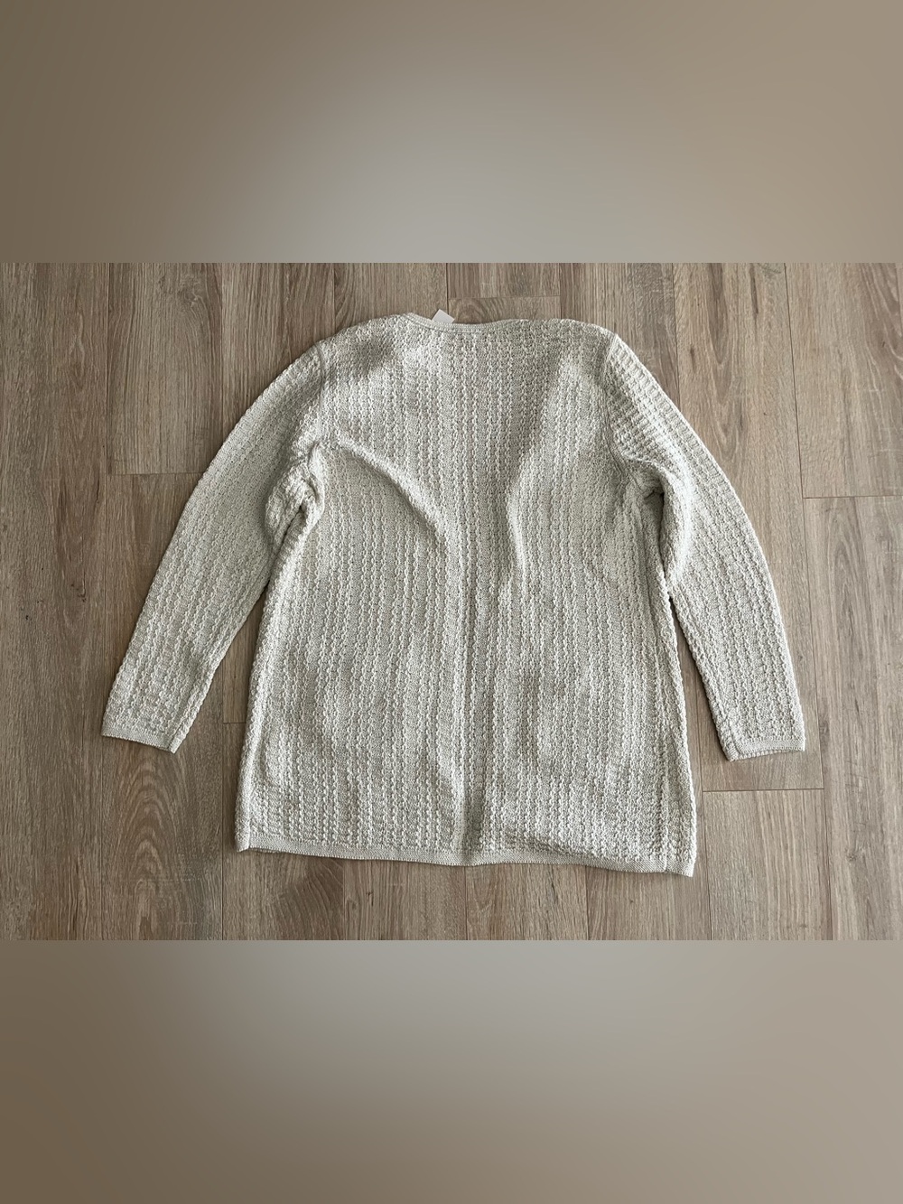 NWT Talbots Women’s Textured Knit Metallic Coatigan Cream - Size Medium Petite - Picture 8 of 8